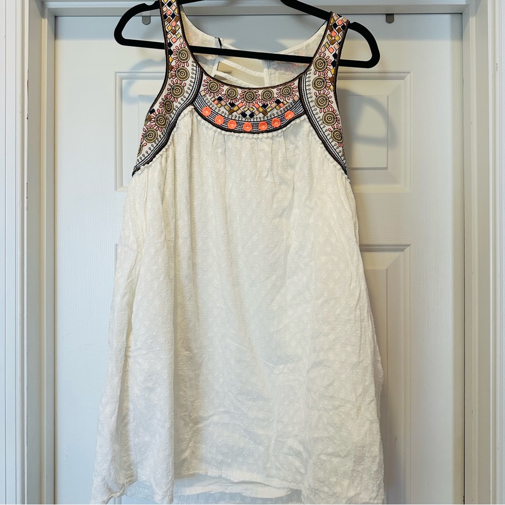 Lilka Anthropologie Embroidered White sleeveless dress